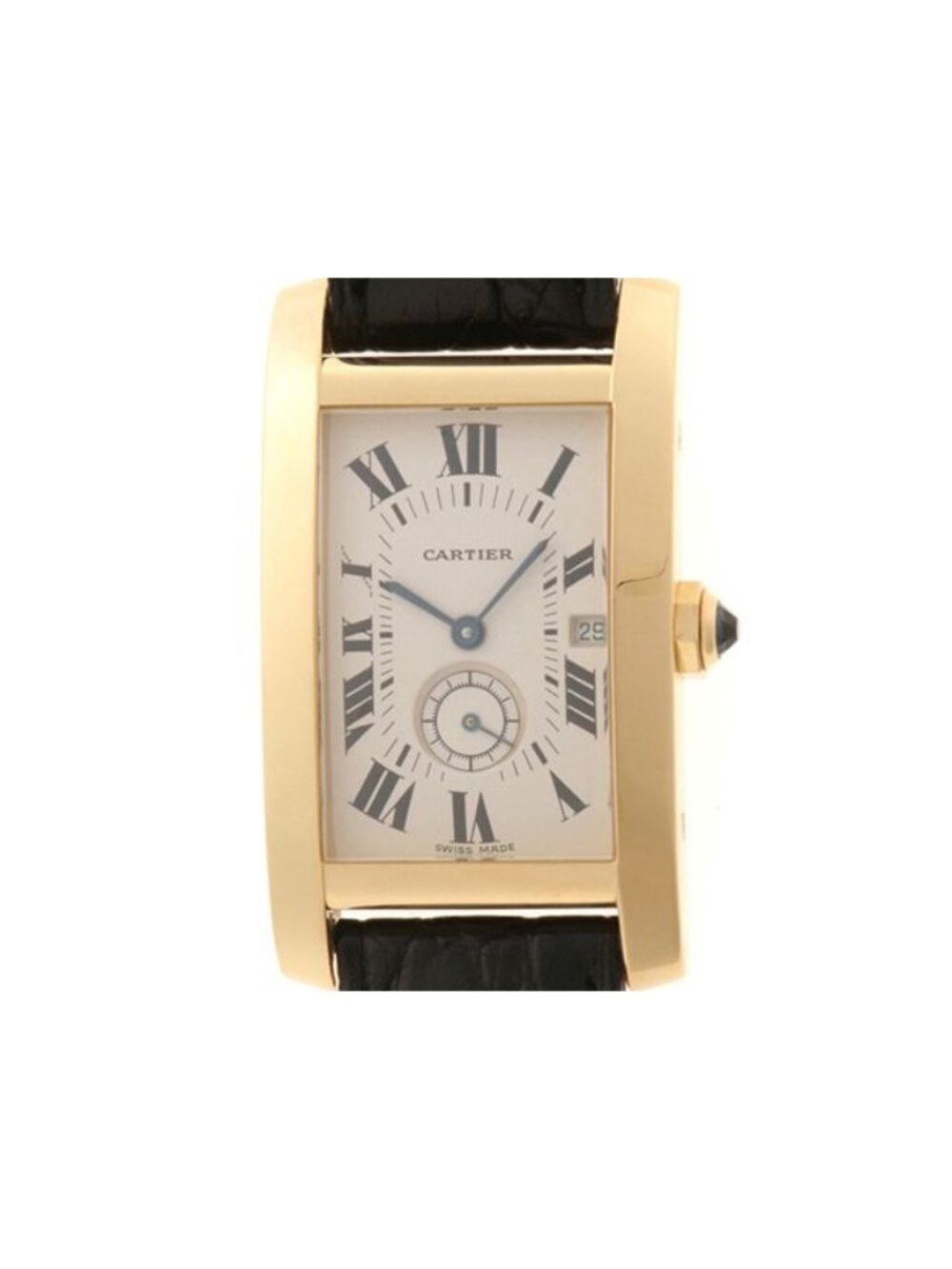 Cartier Watch Tank Americanine LM 18k Yellow Gold 18k Leather Ivory